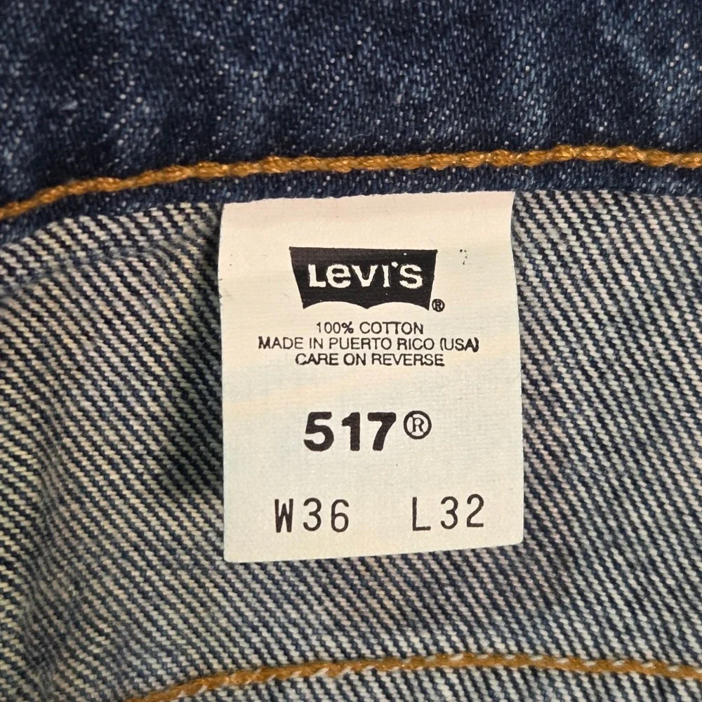 Vtg Levi's 90s 517 Orange Tab Bootcut Jeans Mens 36x32‎ Blue Made USA 1996 Dark
